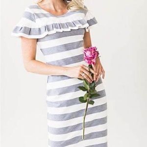 Jessakae Sweet Delilah Gray White Striped Dress
